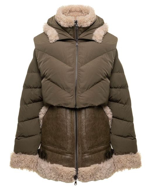 Urbancode Green Reversible Puffer And Eco Fur Jacket