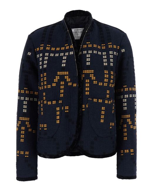 Forte_forte Blue Jackets 'Samarcanda' Jacquard Blouson With Front Closure A