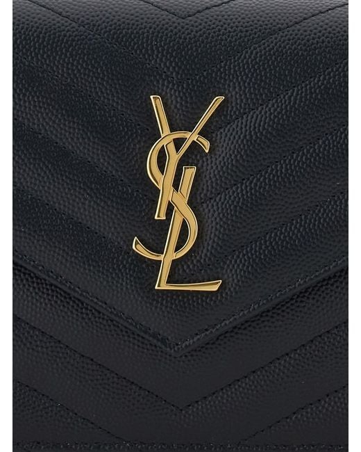 Saint Laurent Blue Envelope Clutch 'Cassandre' With Chain Strap