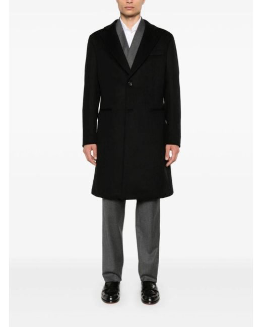 Emporio Armani Black Single-Breasted Coat With Notched Revers for men