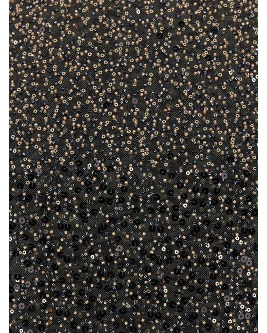 ROTATE BIRGER CHRISTENSEN Black Metallic Dress With All-Over Beading And Flared Hems