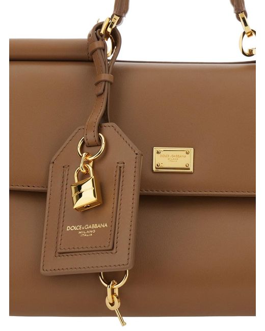 Dolce & Gabbana Brown Medium Handbag 'My Sicily' With Padlock Detail A