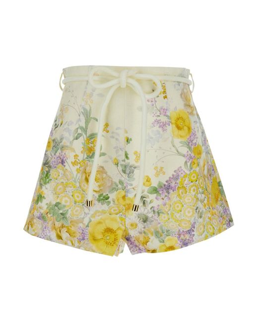 Zimmermann White Bermuda Shorts With Floral Print