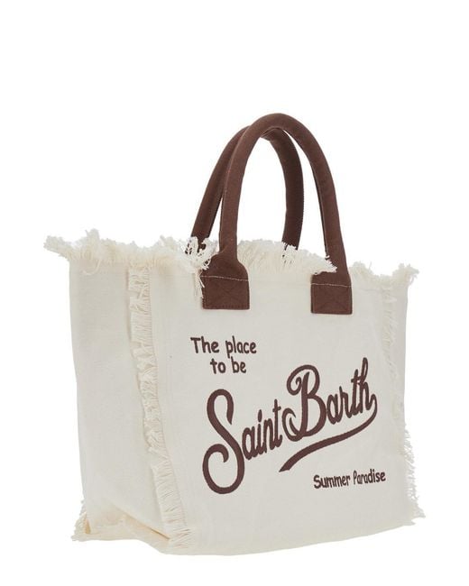 Mc2 Saint Barth White Handbag Vanity Cotton