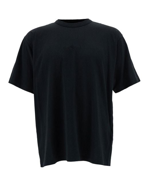 T-Shirt Girocollo Nera di Stone Island in Black da Uomo