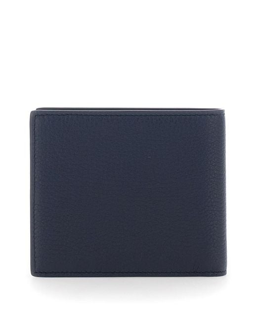 Dolce & Gabbana Blue Bi-Fold Wallet With Logo Plate On The Front for men