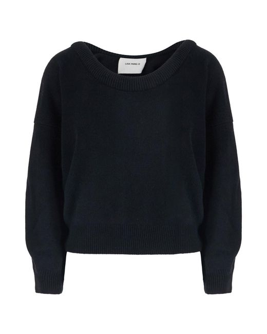 Lisa Yang Black Doria Sweater With V-Neck, Long Sleeves And 100% Cashmere, B