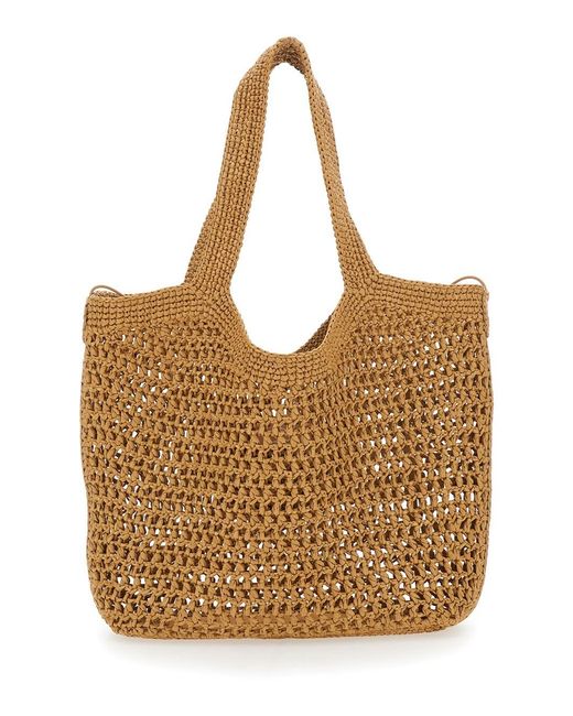 Tod's Brown Raffia Shopper Viscose Bag For