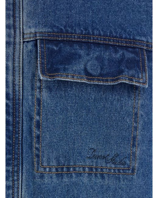 DUNST Blue Jacket With Contrast Collar And Patch Pockets On The Chest for men