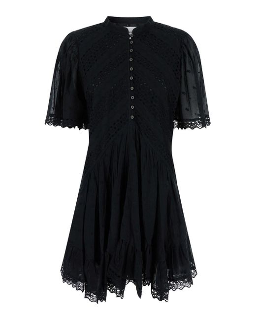 Isabel Marant Black Embriodered Mini Dress