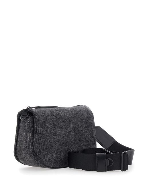 DIESEL Black '1Dr' Crossbody Bag With Oval D Logo On The Front And Adjustable And Removable Shoulder Strap for men
