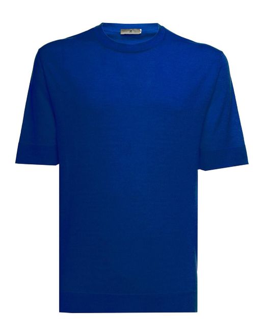 T-shirt girocollo in cotone e seta uomoPT Torino in Cotone da Uomo colore  Blu | Lyst