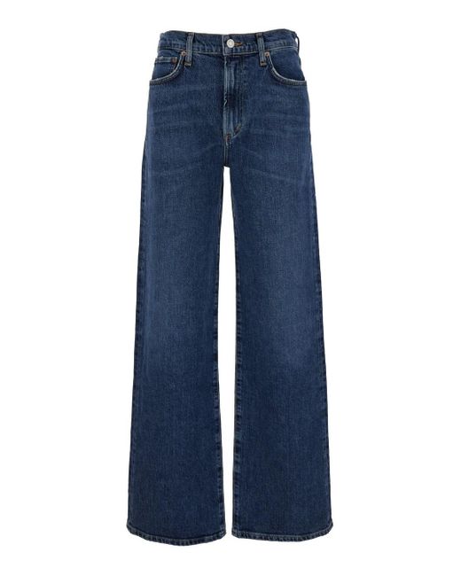 Agolde Blue 'Harper' Five-Pocket Straight Jeans