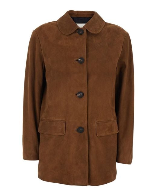 Tagliatore Brown Jacket With Classic Collar And Two Front Flap Pockets
