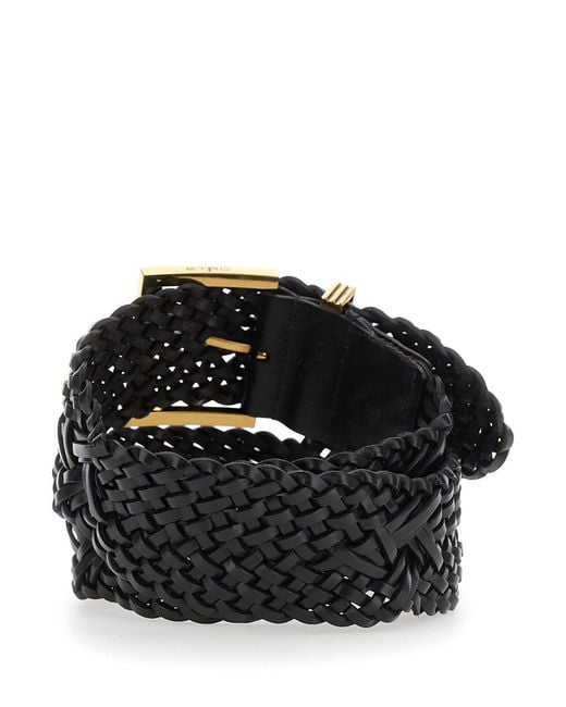 Etro Black Belt With Pegaso Logo