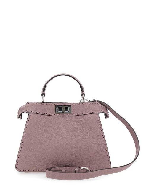 Fendi Purple 'Peekaboo Iseeu Small' Handbag With Shoulder Strap