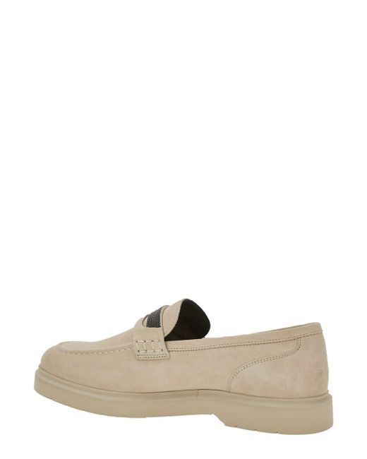 Brunello Cucinelli Natural Loafers With Monile Detail