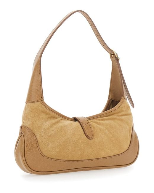 Gucci Natural 'Jackie 1961' Shoulder Bag With Clasp Closure And Adjustable Strap