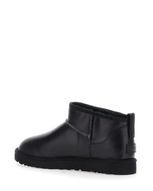 Ugg Black 'Ultra Mini' Boots With Logo Patch On Back for men