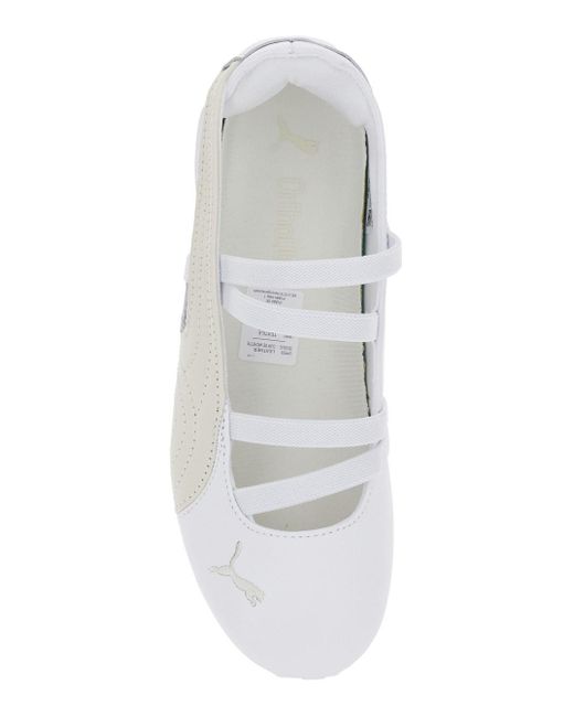 PUMA White 'Speedcat Ballet' Sneaker With Embroidered Logo On The Fron