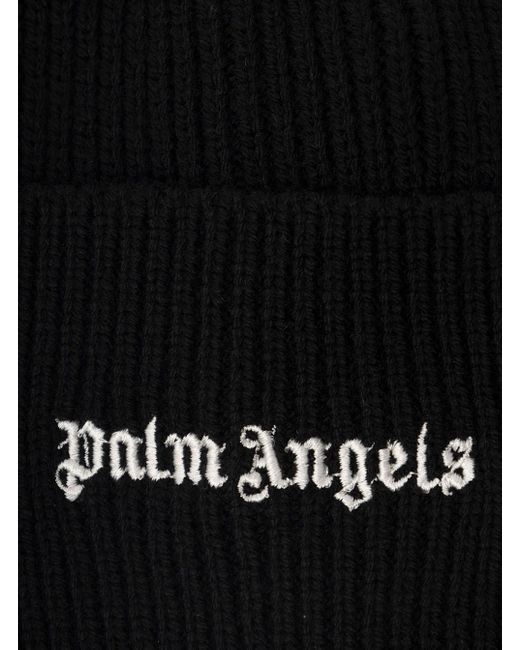 Palm Angels Black Beanie Logo Piccolo for men