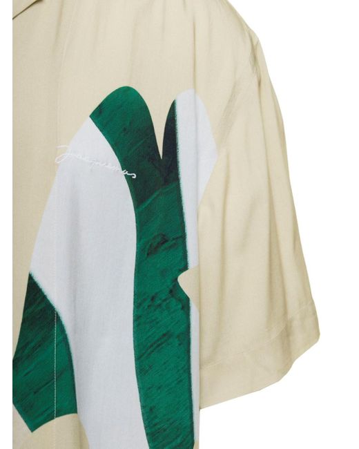 Jacquemus White Multicolored 'La Chemise Jean' Shirt With Abstract Print In for men