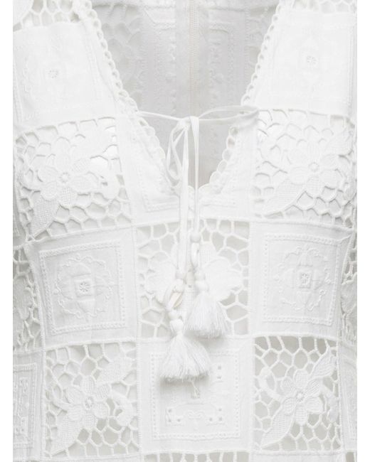 Melia Embroidery L/Slv V-Neck Dress (D2) di Sea in White