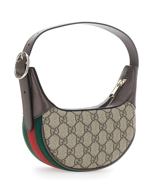 Gucci Gray 'Ophidia' Mini Bag With All-Over Gg Motif And Web Band In