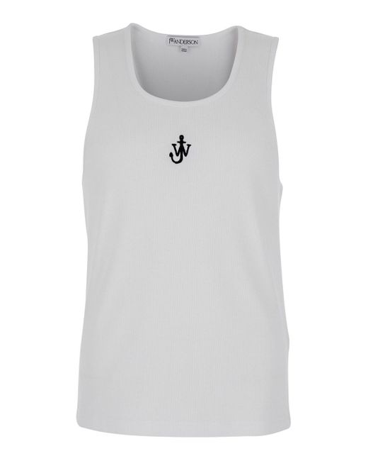 Top Smanicato Con Scollo Rotondo E Ricamo Logo Sul Fronte di J.W. Anderson in Gray da Uomo