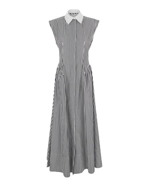 Sportmax Gray 'Locusta' And Dress With Collar And All-Over Vert