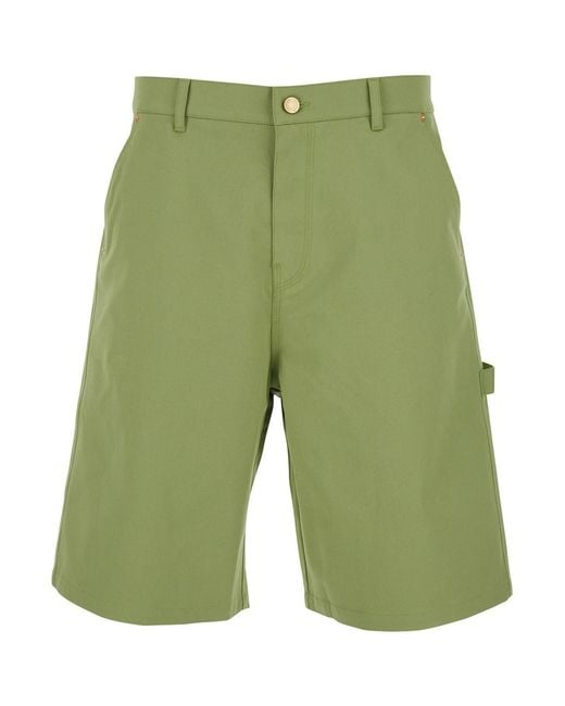 Drole de Monsieur Green Bermuda With Belt Loops And Logo Patch On The Back I for men