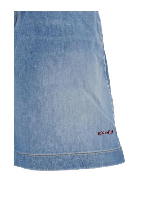DSquared² Blue Light Bermuda Shorts With Elastic Waistband And Logo Embroidery for men