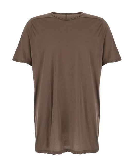 Rick Owens Brown Dark Crewneck T-Shirt With Oversized Band for men