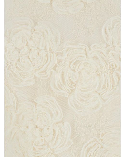 ROTATE BIRGER CHRISTENSEN White Mini Dress With Long Flared Sleeves And All-Over Floral Embroidery