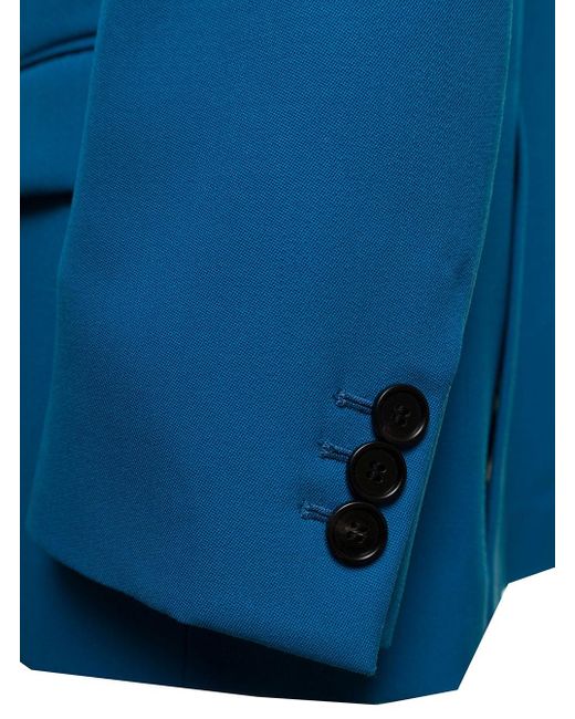 Marni Blue Single-Breasted Wool Blazer