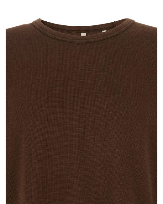 sunflower Brown Crewneck T-Shirt With Long Sleeves And Fringed Hem In for men