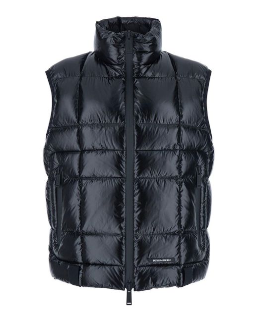 Piumino Smanicato A Collo Alto Con Patch Logo Sul Fronte In di DSquared² in Blue da Uomo