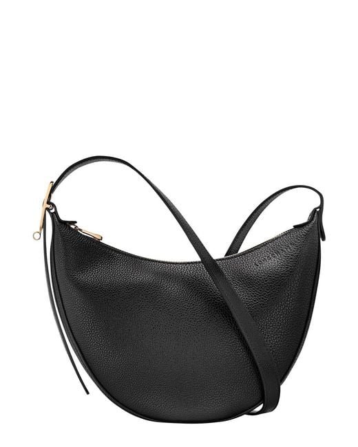 Longchamp Black 'Le Foulonné' Crossbody Bag With Adjustable Strap And