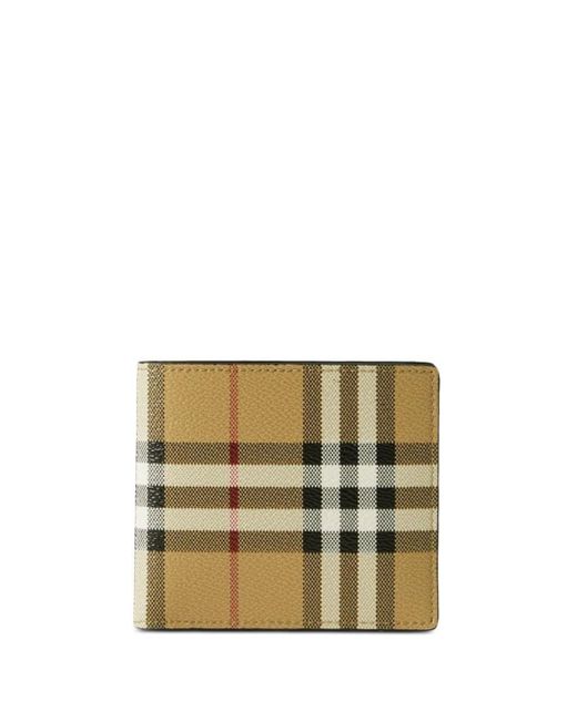 Burberry Natural Bifold Wallet With Check Motif for men