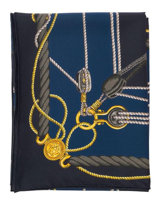 Versace Blue Scarf With Nautic Print for men