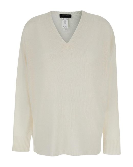 Fabiana Filippi White V-Neck Sweater