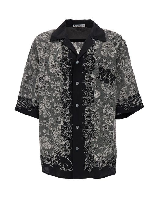 Acne Black All-Over Graphic Print Shirt for men