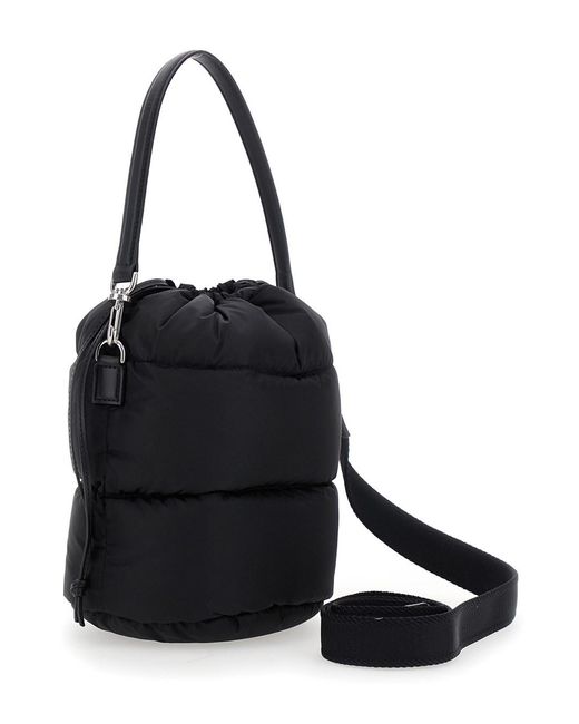 Moncler Black 'Karadoc' Handbag With Drawstring Closure And Logo Patch On The Front