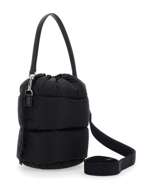 Moncler Black 'Karadoc' Handbag With Drawstring Closure And Logo Patch On The Front