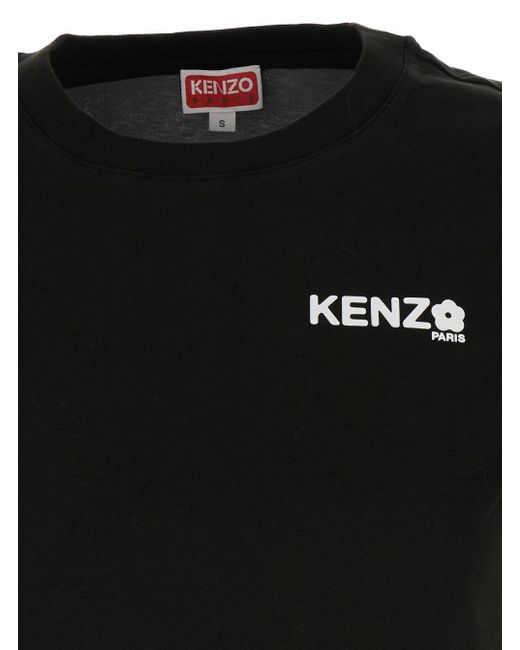 KENZO Black Crewneck T-Shirt With Printed Logo