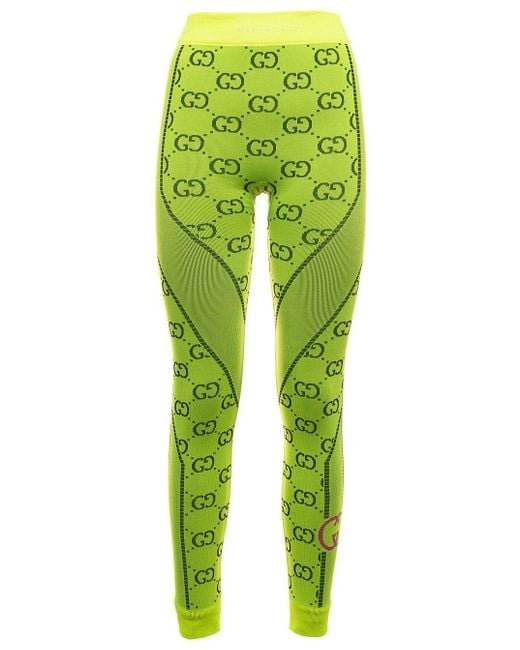 Gucci Woman's Fluo Jersey Jacquard leggings in Yellow | Lyst