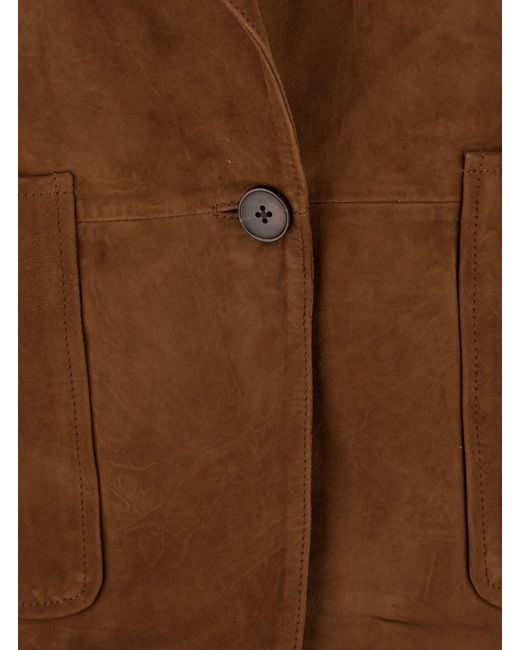 Ba&sh Brown 'Mosty' Single-Breasted Jacket With Peak Revers