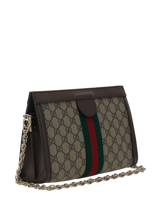 Gucci Gray 'Ophidia' Shoulder Bag With Gg Plaque And Web Detail