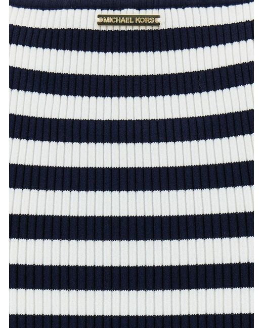 Michael Kors Blue And Tank Top With Stripe Motif