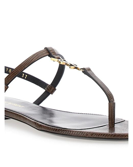 Saint Laurent Brown 'Jota' Flip-Flop Sandals With Cassandre
